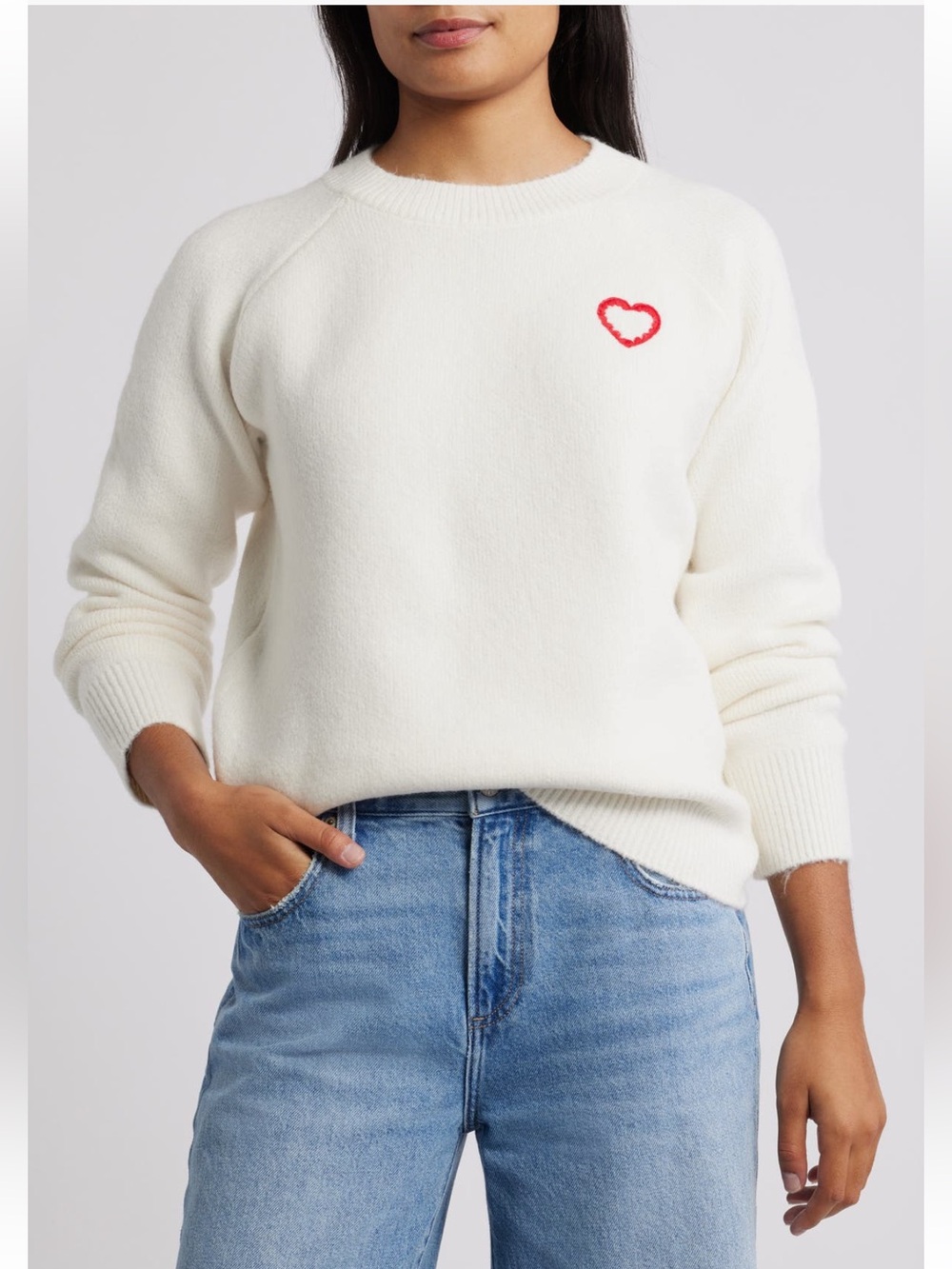 NWT Bobeau embroidered heart sweater